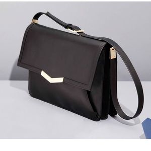 Times Arrow Trilogy Black Leather Crossbody Bag Purse